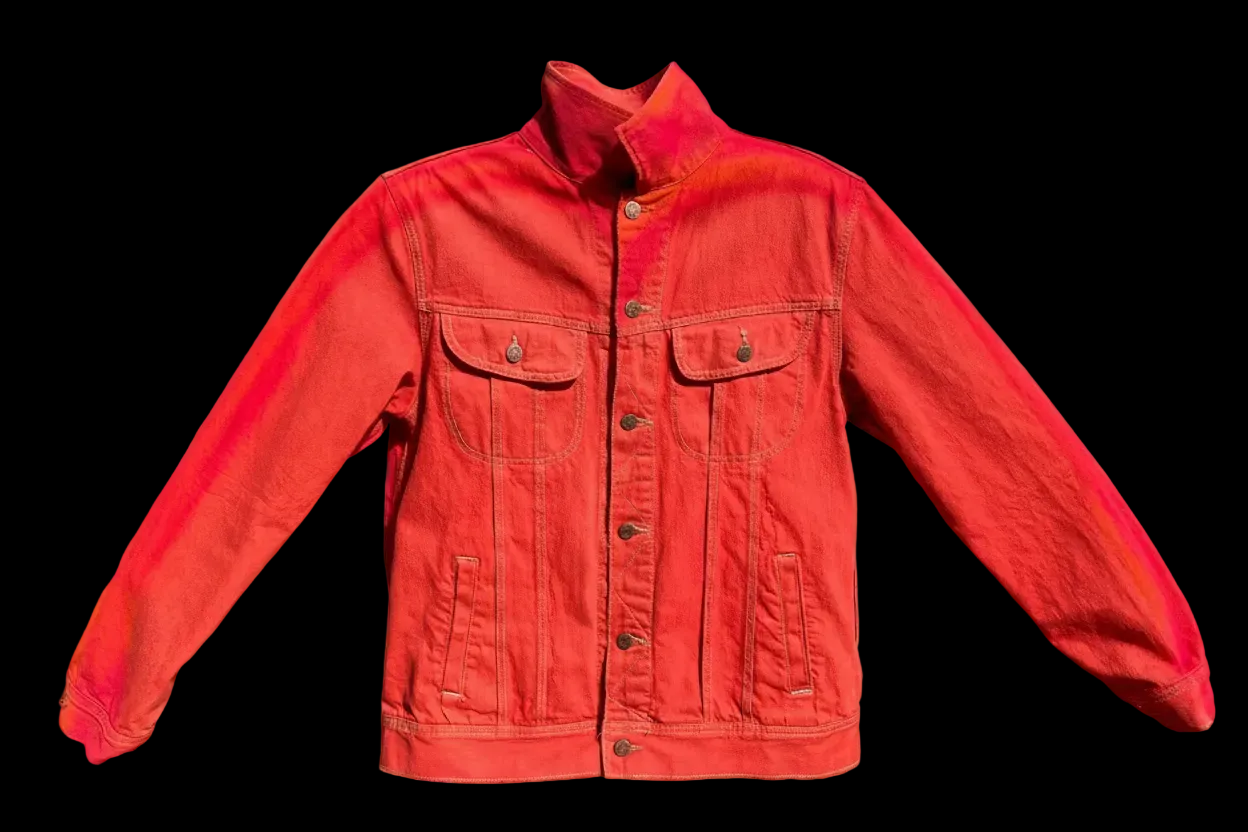 Red Loria NYC Art jacket on a black background