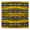 Repeating Loria NYC Art pattern of a city skyline on a yellow and black background