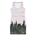 Dress with Rosa Pallido Manhattan NYC Skyline by Loria NYC Art cityscape design on a white background