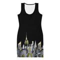 Black sleeveless Bodycon Dress with Notte Nera Urbana design by S.Loria NYC Art