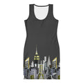 Front view of Bodycon Dress with Crepuscolo Fumo Oxide designed by S.Loria NYC Art