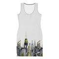 Bodycon Dress with Bianco Sussurro Abstract Skyline by Loria NYC Art with whisper white sky on a white backround