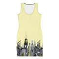 Bodycon Dress with Giallo Cumulus yellow Abstract Skyline of NYC by Loria NYC Art