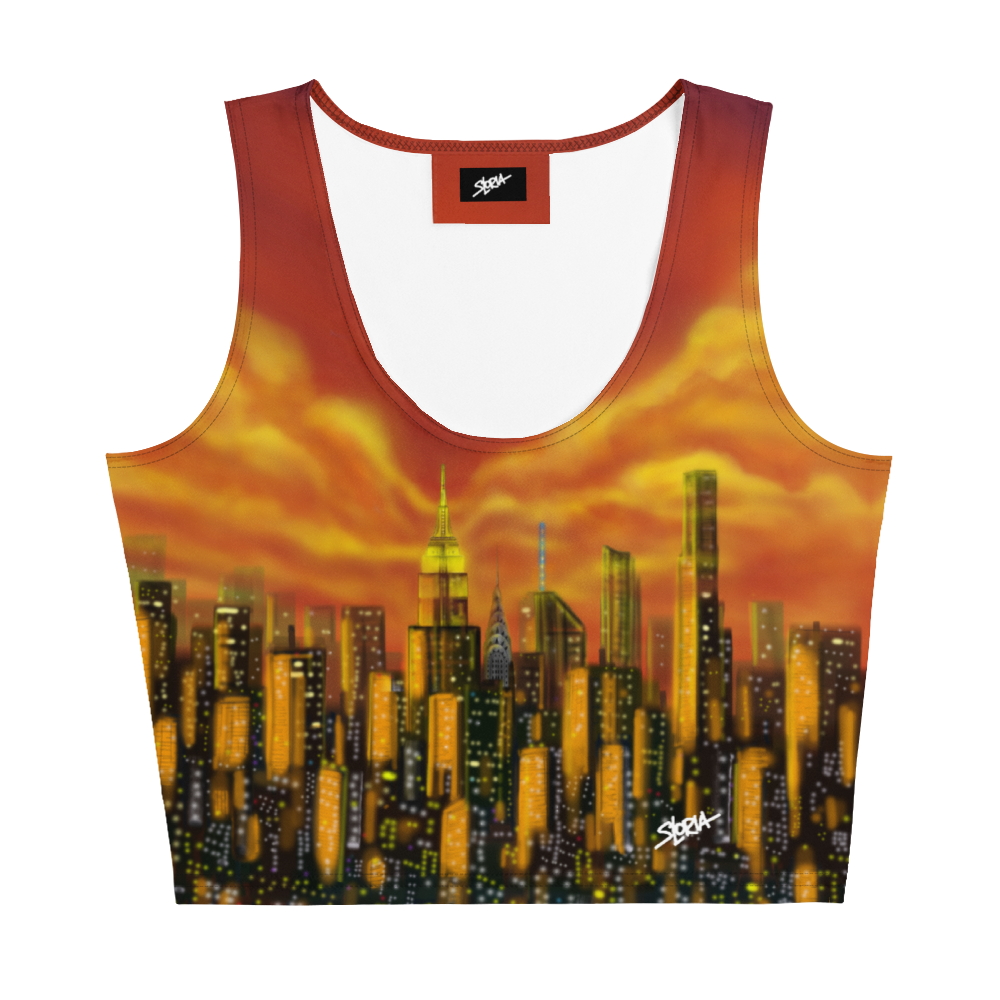 Tank top with a cityscape Loria NYC Art design on a white background