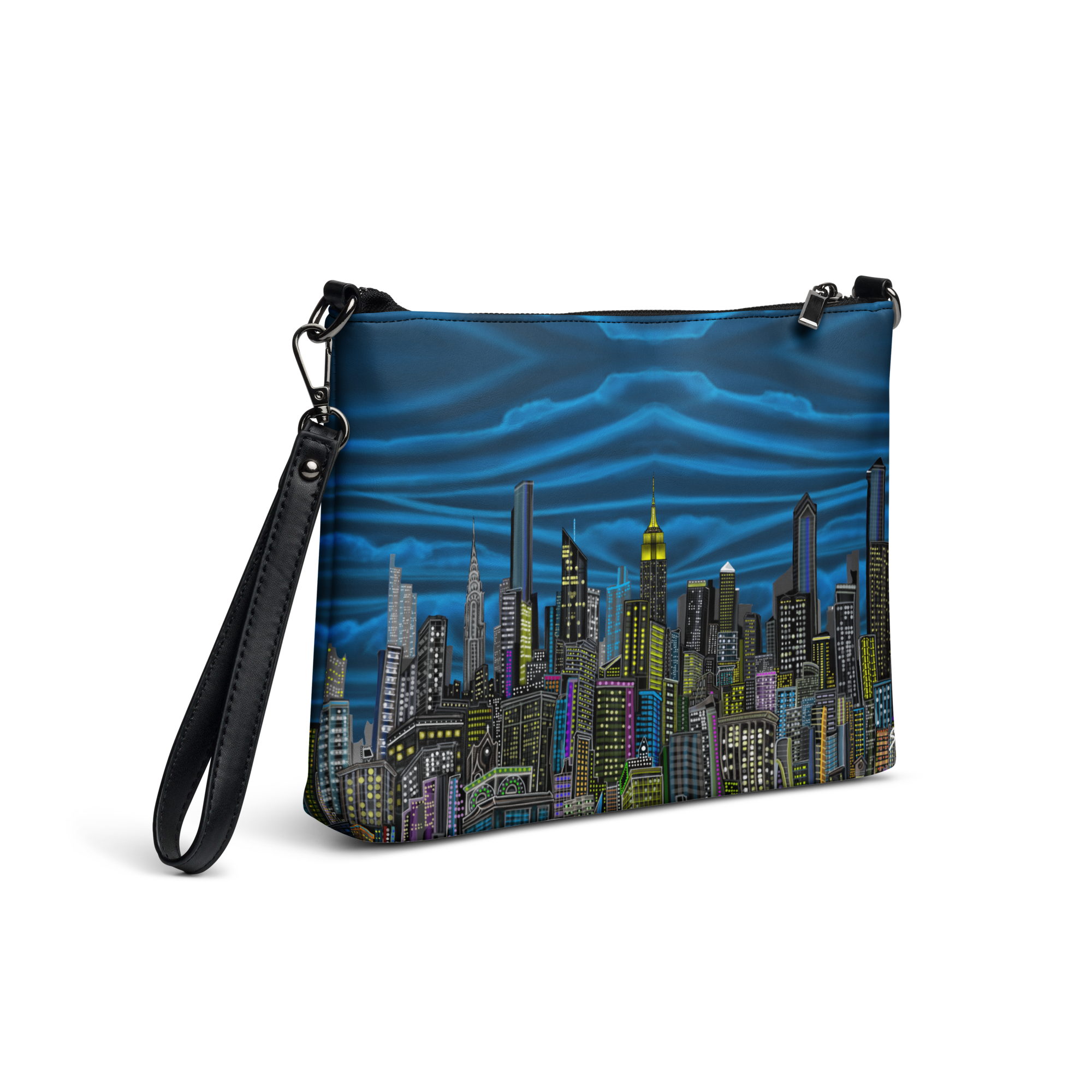 Bag with cityscape Loria NYC Art design on a black background
