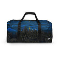 Duffle bag with cityscape Loria NYC Art design on a white background