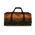 Duffel bag with Loria NYC Art sunset cityscape design on a white background