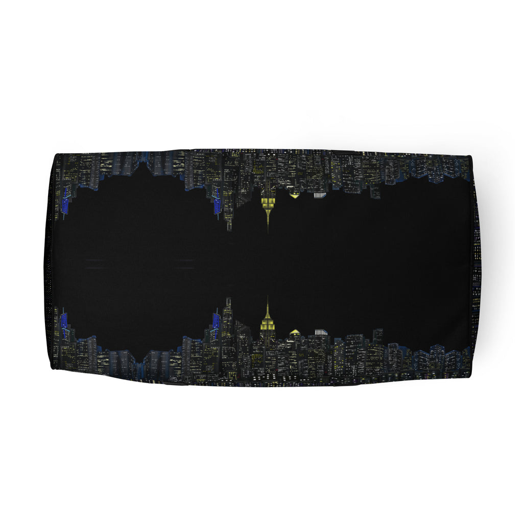 Bag with NY cityscape designed by Loria NYC Art on a white background