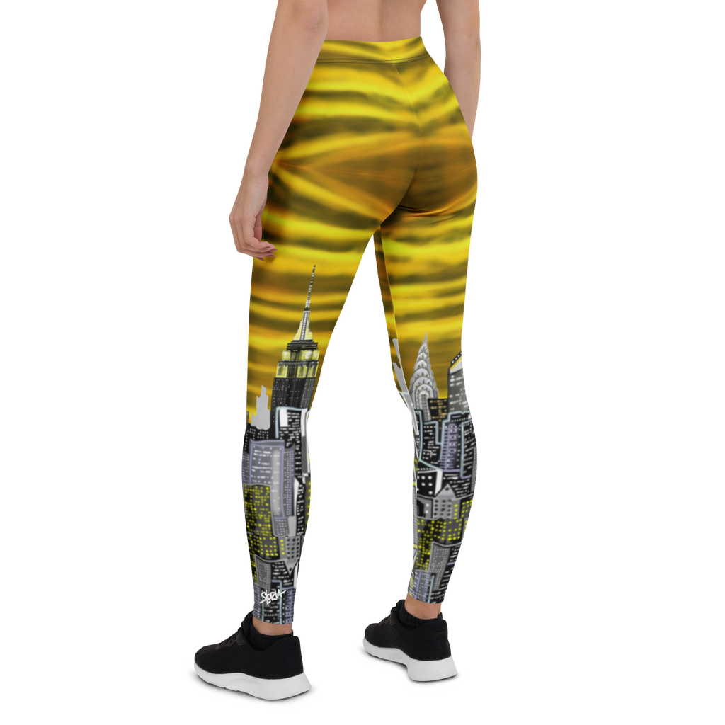 Leggings with cityscape Loria NYC Art design on a white background