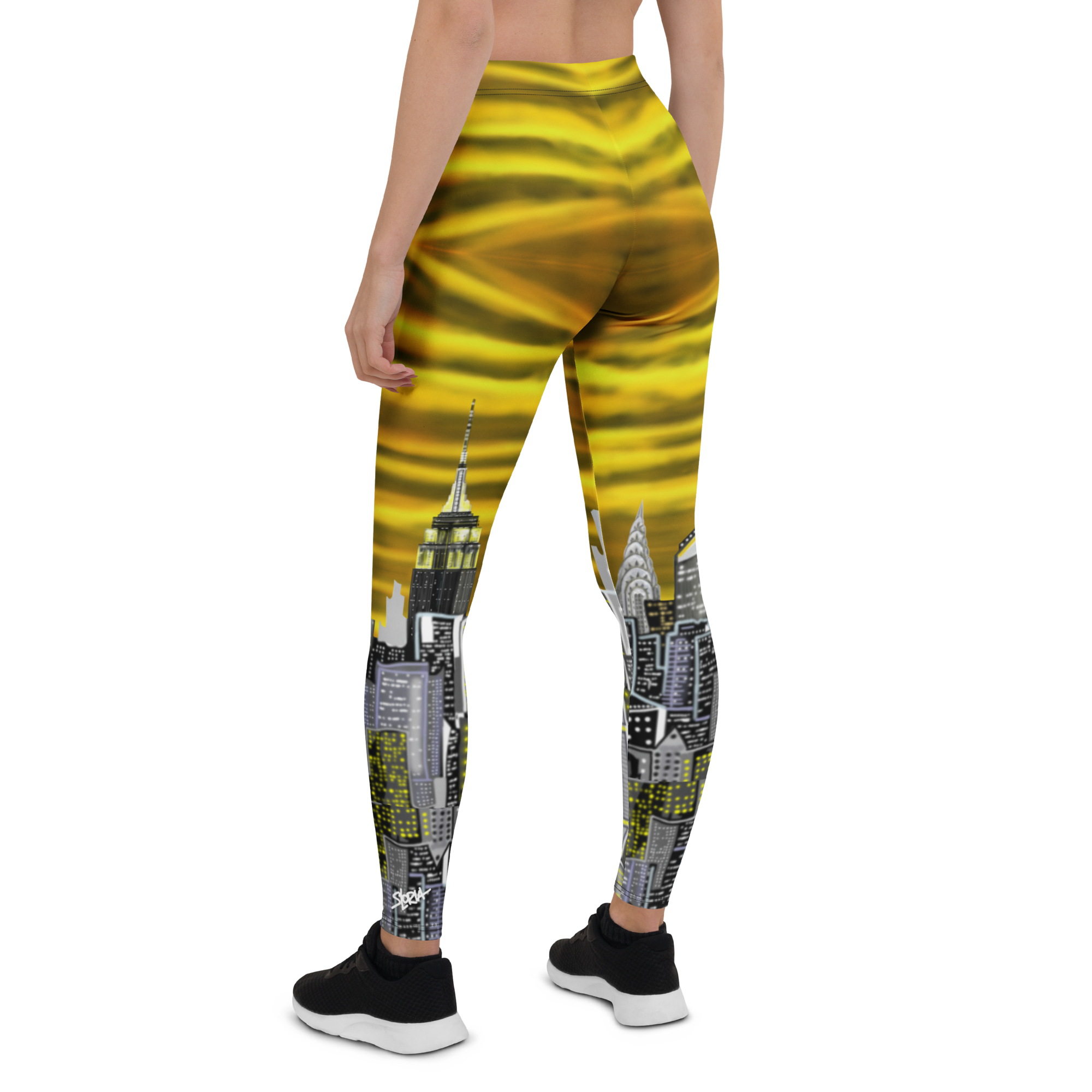 Leggings with cityscape Loria NYC Art design on a white background