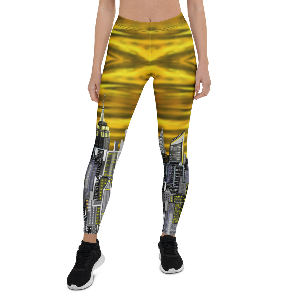 Leggings with cityscape Loria NYC Art design on a white background