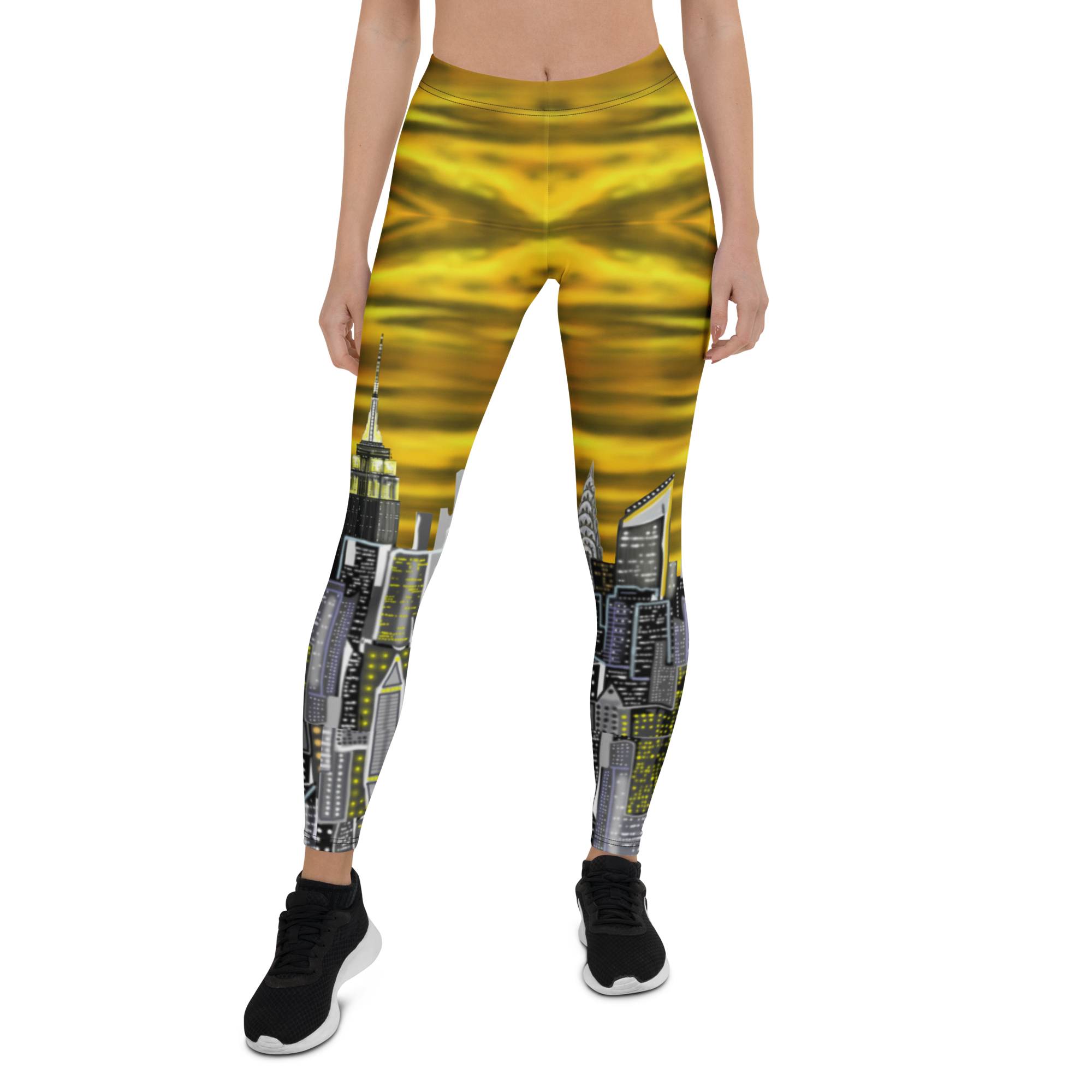 Leggings with cityscape Loria NYC Art design on a white background