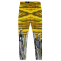 Leggings with a cityscape Loria NYC Art design on a yellow background