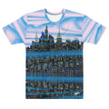 T-shirt with a cityscape Loria NYC Art design on a white background