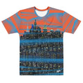 T-shirt with a cityscape Loria NYC Art design on a white background