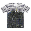 T-shirt with a cityscape Loria NYC Art design on a white background