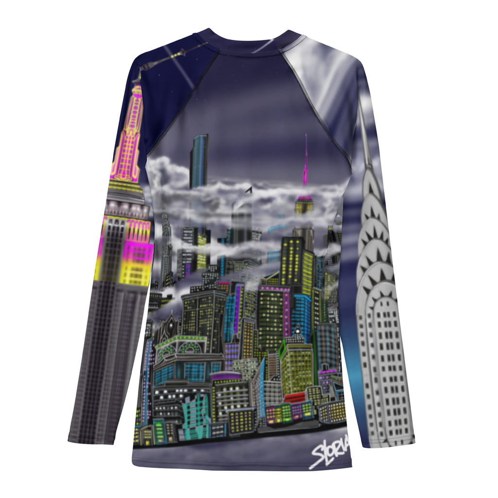 Rash Guard with Cavaliere dell'Impero artistic NYC skyline design by S.Loria NYC Art