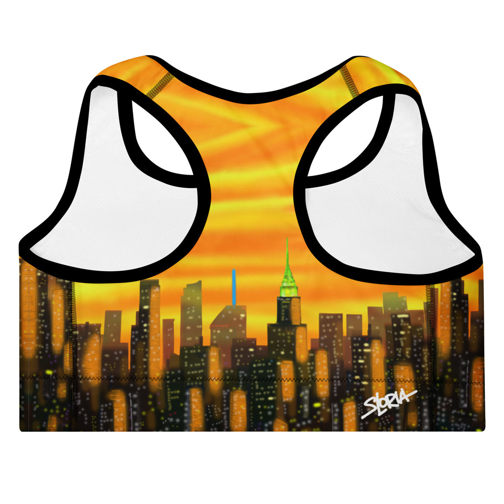 Sports Bra  Riflessi al Tramonto Skyline by Loria NYC Art
