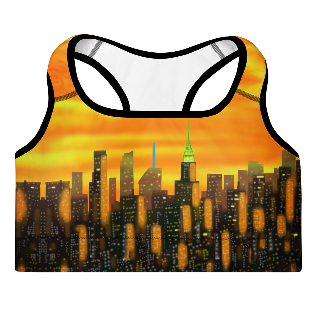Sports Bra  Riflessi al Tramonto Skyline by Loria NYC Art
