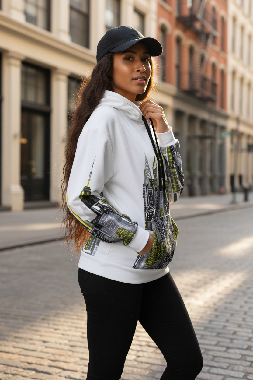 Unisex Hoodie - Struttura Bianco - Loria NYC Art
