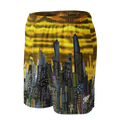 Shorts with a cityscape Loria NYC Art design on a white background