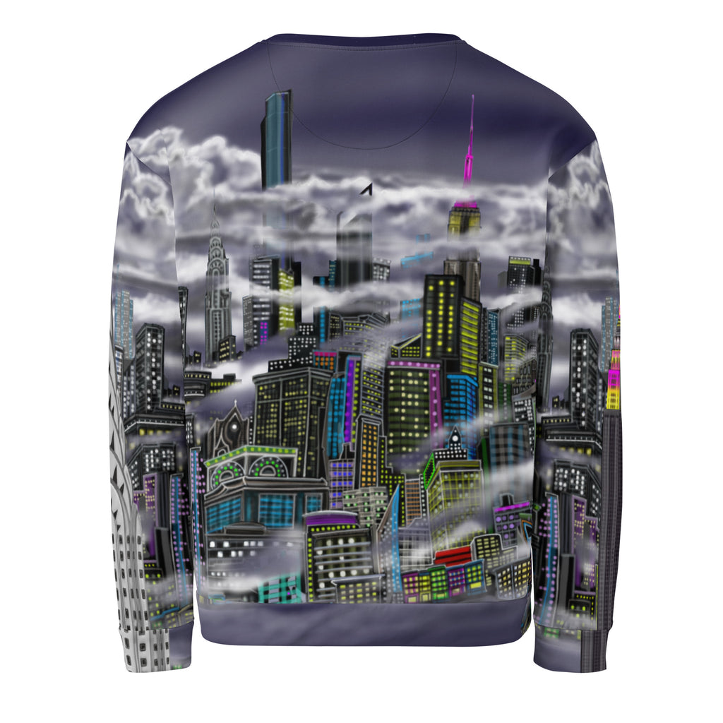 Sweatshirt designed by Loria NYC Art with a cityscape design on a white background