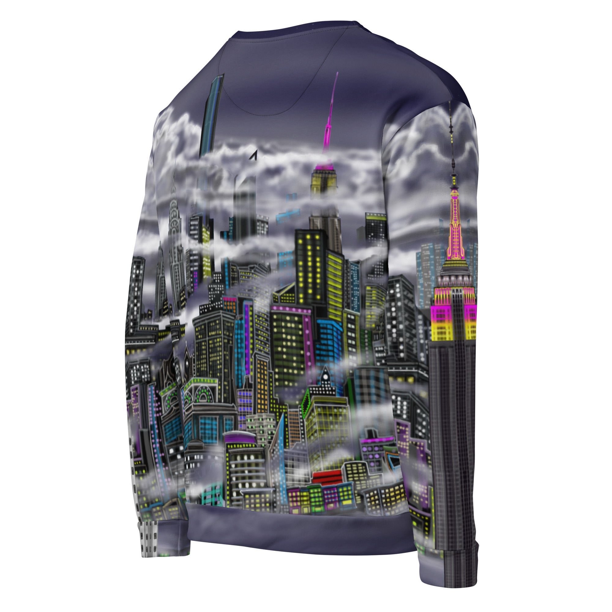 Sweatshirt designed by Loria NYC Art with a cityscape design on a white background