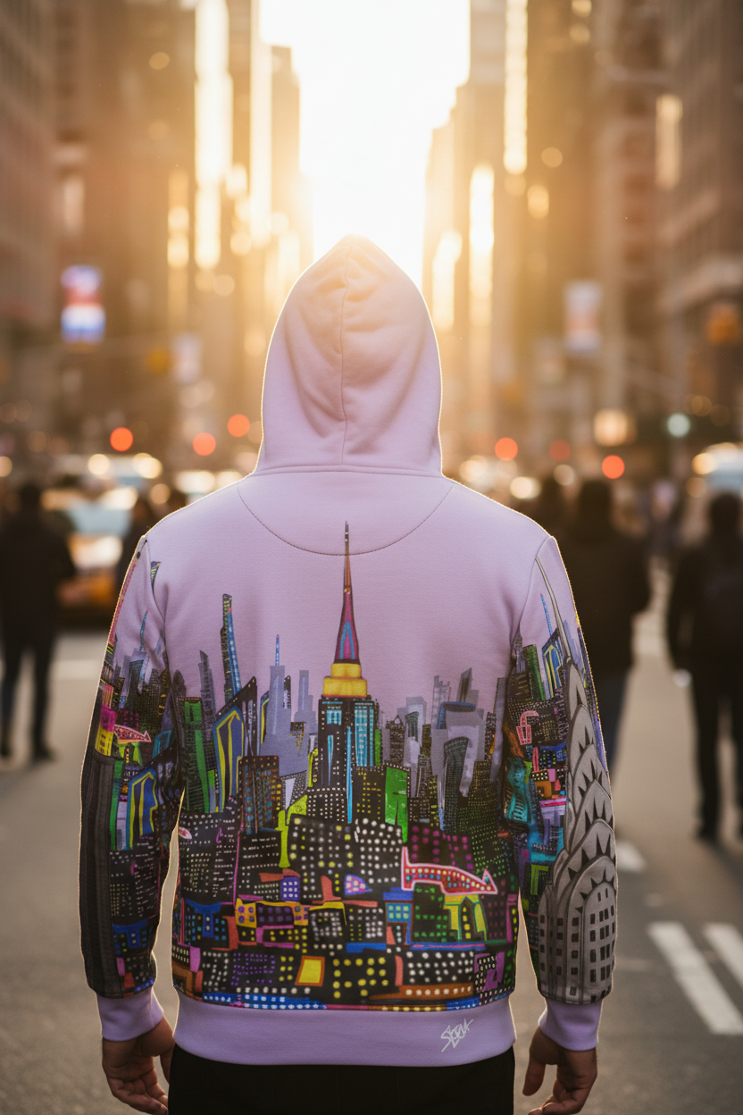 Unisex Zip Hoodie - Energia Lavanda - Loria NYC Art