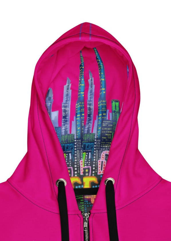 Unisex Zip Hoodie - Energia Fuchsia - Loria NYC Art