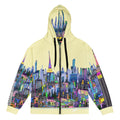 Loria NYC Art colorful cityscape hoodie on a white background 