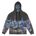 Hoodie with colorful cityscape Loria NYC Art  design on a white background