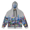 Hoodie with colorful cityscape Loria NYC Art design on a white background