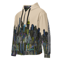 Beige hoodie with cityscape Loria NYC Art design on a white background