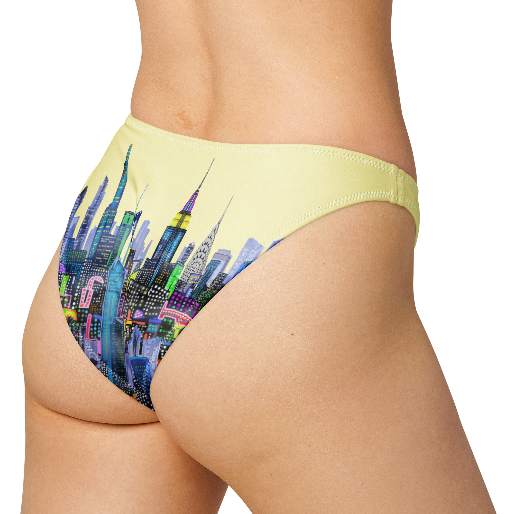 Bikini bottom with cityscape Loria NYC Art design on a white background