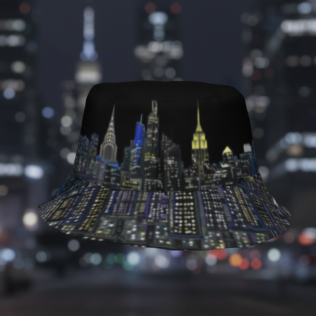 Image of bucket hat designed by Loria NYC Art 