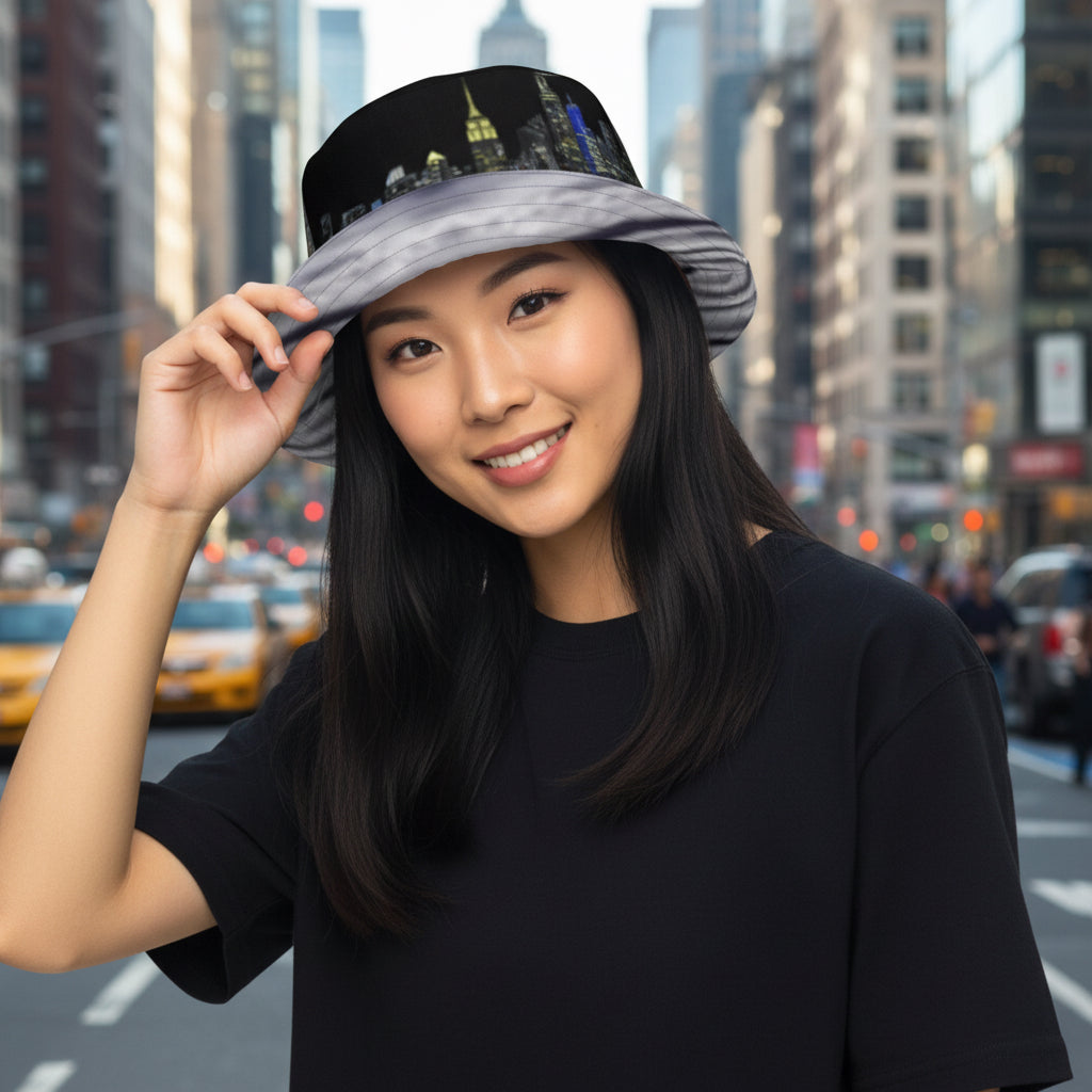 Reversible Bucket Hat with Skyline designed by Loria NYC Art