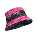Artistic Reversible Bucket Hat with Città Rosa Vento Fuchsia NYC skyline designed by S.Loria NYC Art with Fuchsia pink white and black vibrant colors 