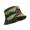 Reversible Bucket Hat with  Città Sole e Bosco Moody NYC skyline on both sides in different settings designed by S. Loria NYC Art