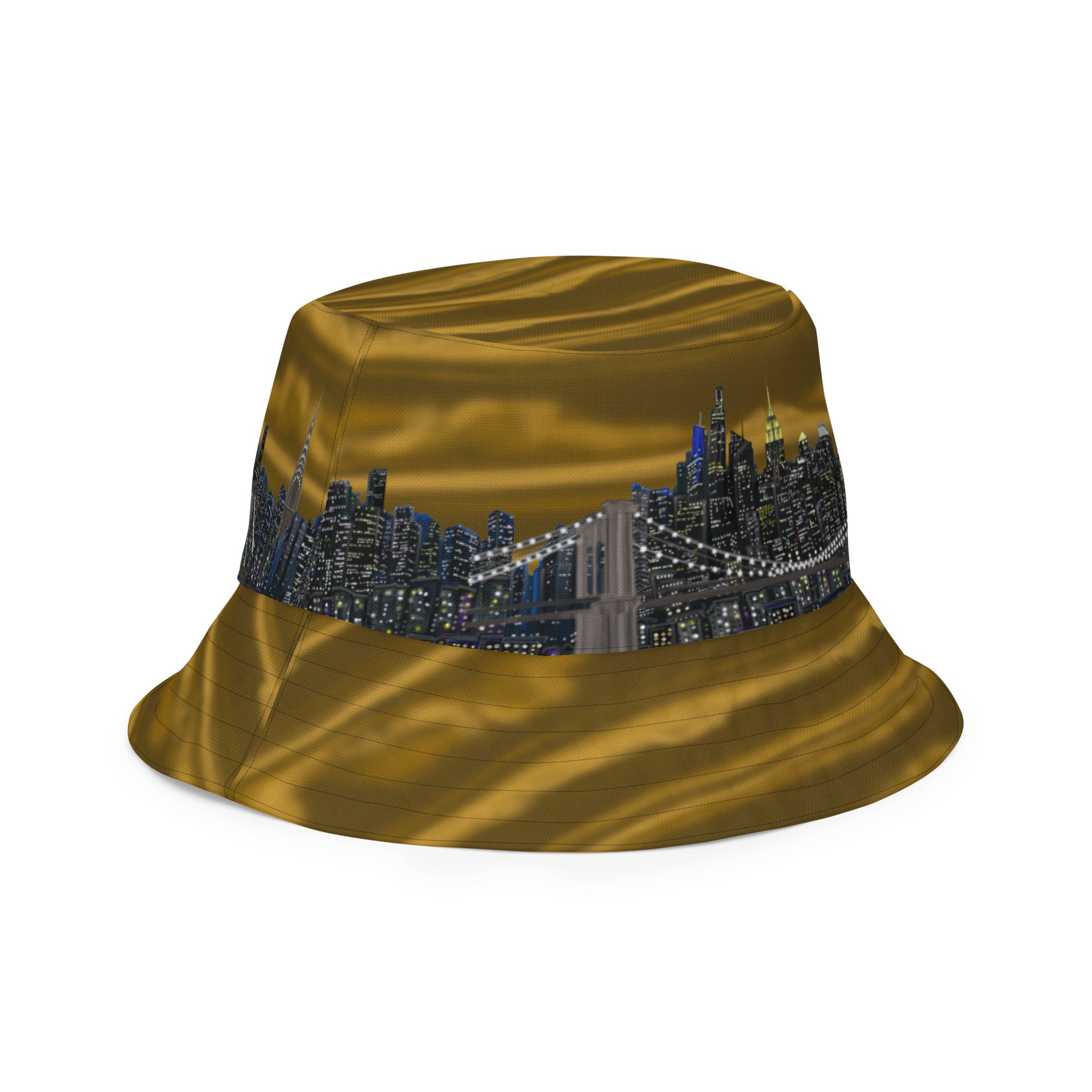 Reversible Bucket Hat Brown side  designed by S.Loria NYC Art