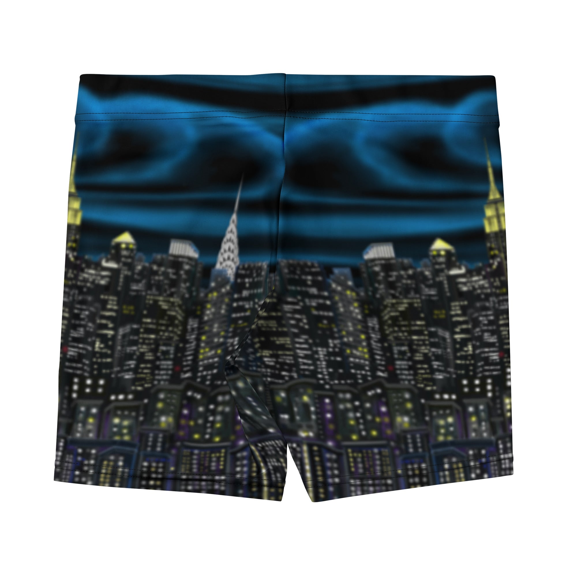 Boxer briefs with a Loria NYC Art cityscape design on a white background