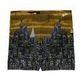 Boxer briefs with a cityscape Loria NYC Art design on a white background