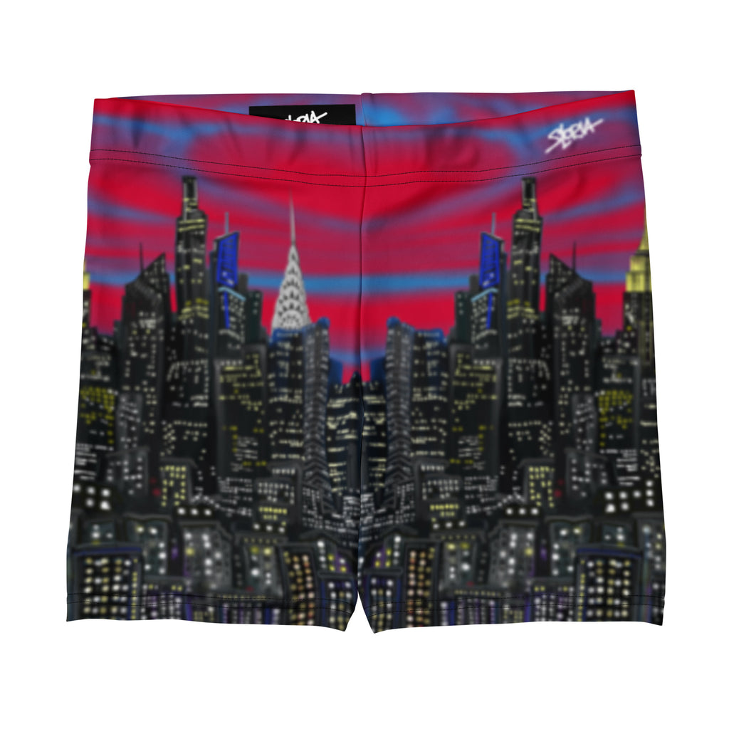 Boxer briefs with a cityscape Loria NYC Art  design on a white background
