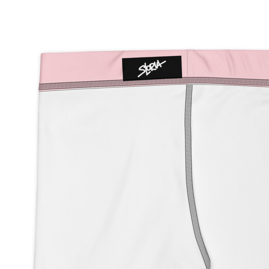 White boxer briefs with pink waistband and Loria NYC Art logo on a white background