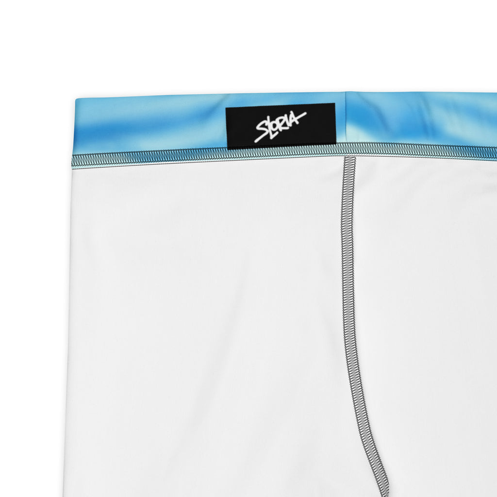 White boxer briefs with a blue waistband and Loria NYC Art logo on a white background