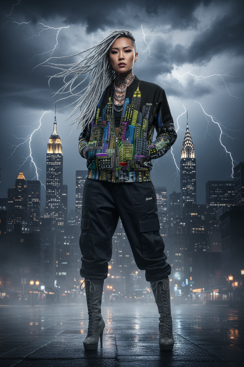 Unisex Bomber Jacket - Urbana Nero - Loria NYC Art