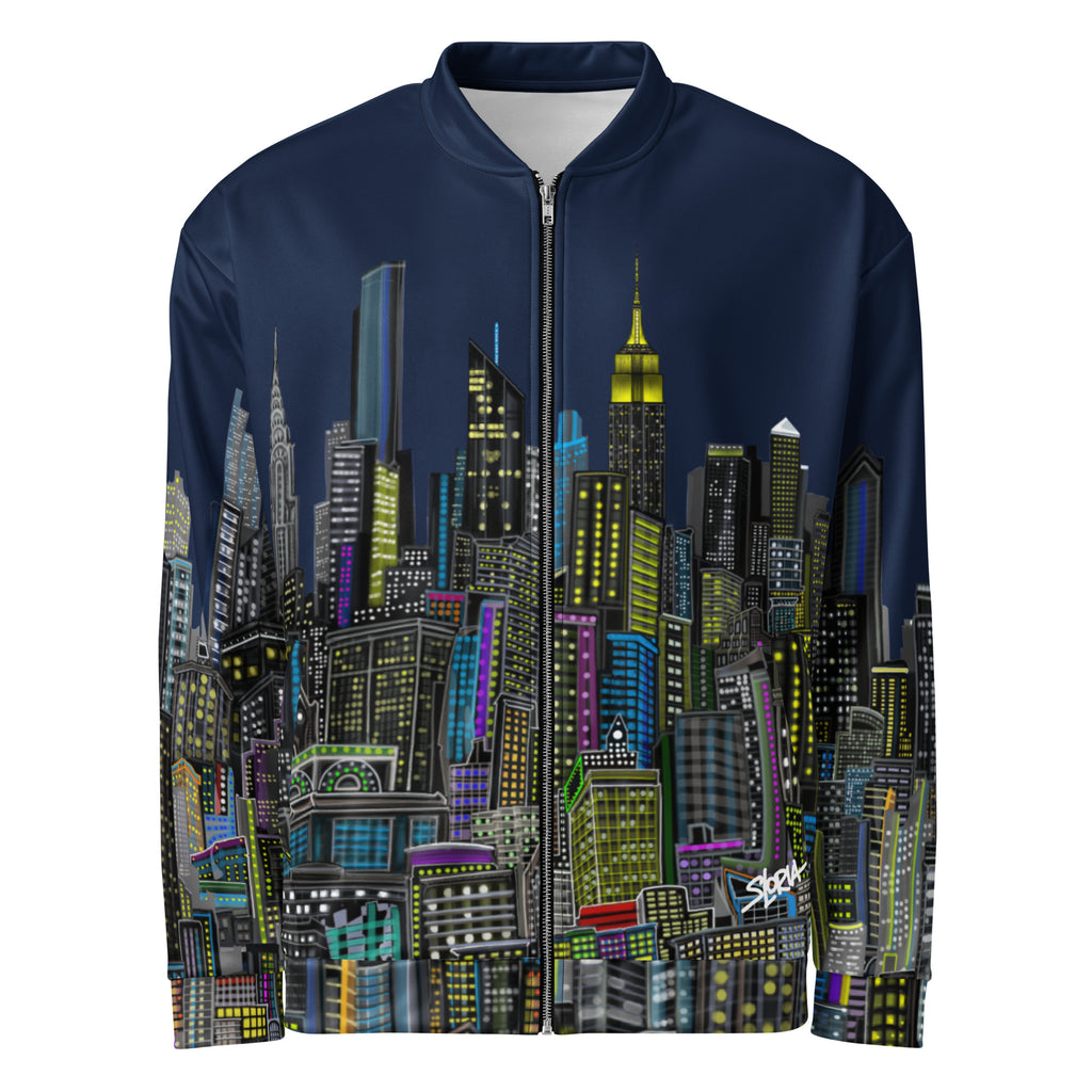 Unisex Bomber Jacket - Urbana Blu Notte - Loria NYC Art
