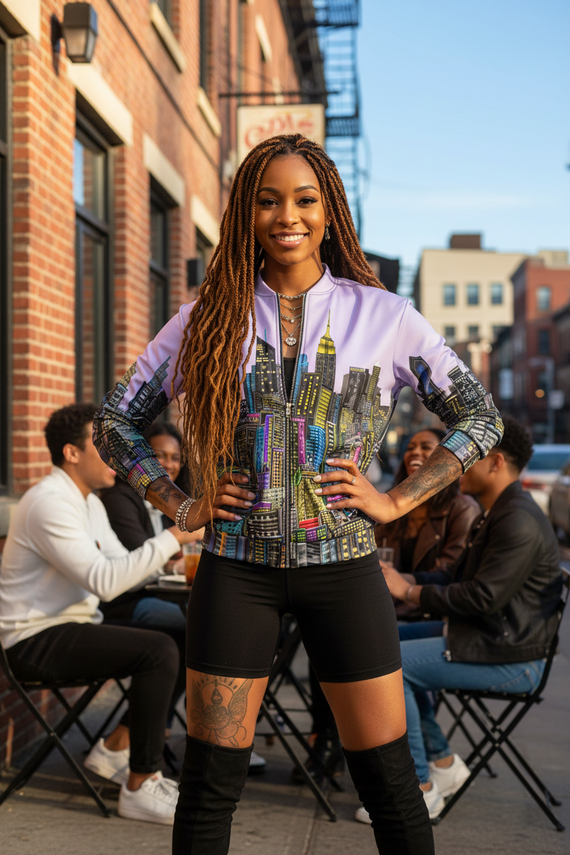 Unisex Bomber Jacket - Urbana Lavanda - Loria NYC Art