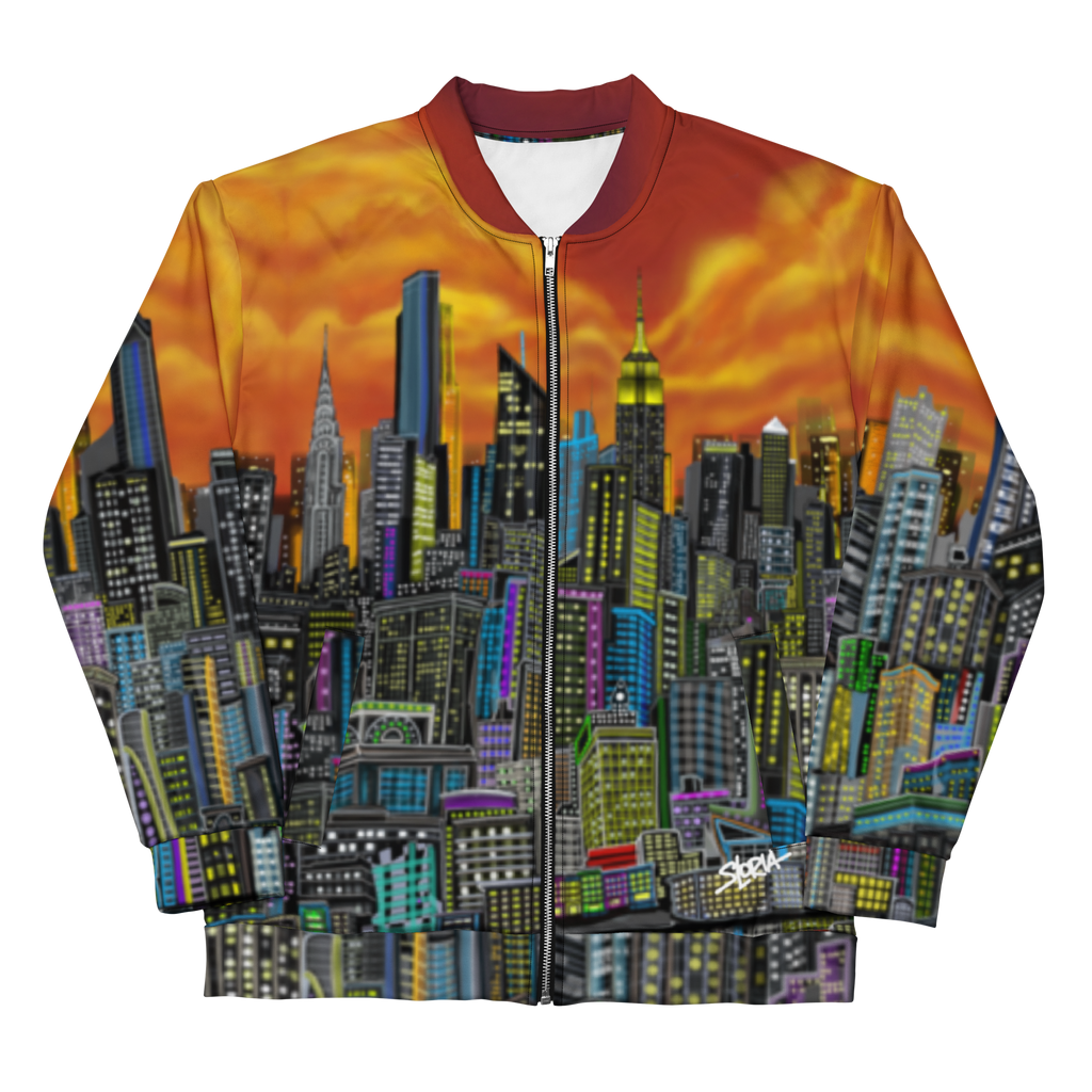 Jacket with cityscape Loria NYC Art design on a white background