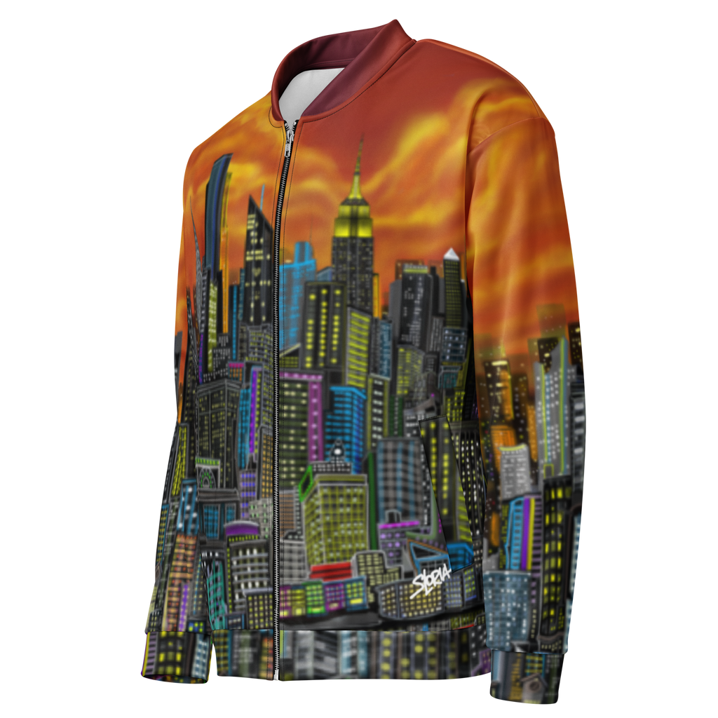Jacket with cityscape Loria NYC Art design on a white background