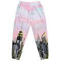 Pants with cityscape Loria NYC Art design on a white background